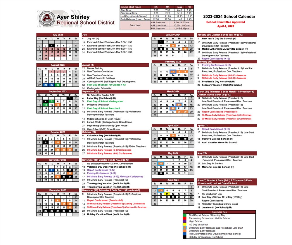  2023-2024 School Calendar
