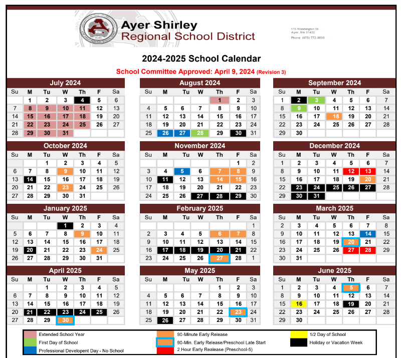  2024-2025 School Calendar